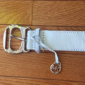 White Michael Kors Calf Hair Belt